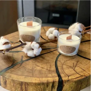 Bougie avec mèche en bois - Fleur de coton