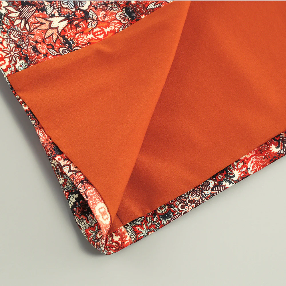 BLAZER IMPRIMÉ FLORAL ROUGE CORAIL DÉTAILS PLUMES – Image 6