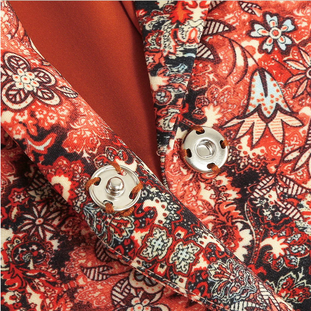 BLAZER IMPRIMÉ FLORAL ROUGE CORAIL DÉTAILS PLUMES – Image 8