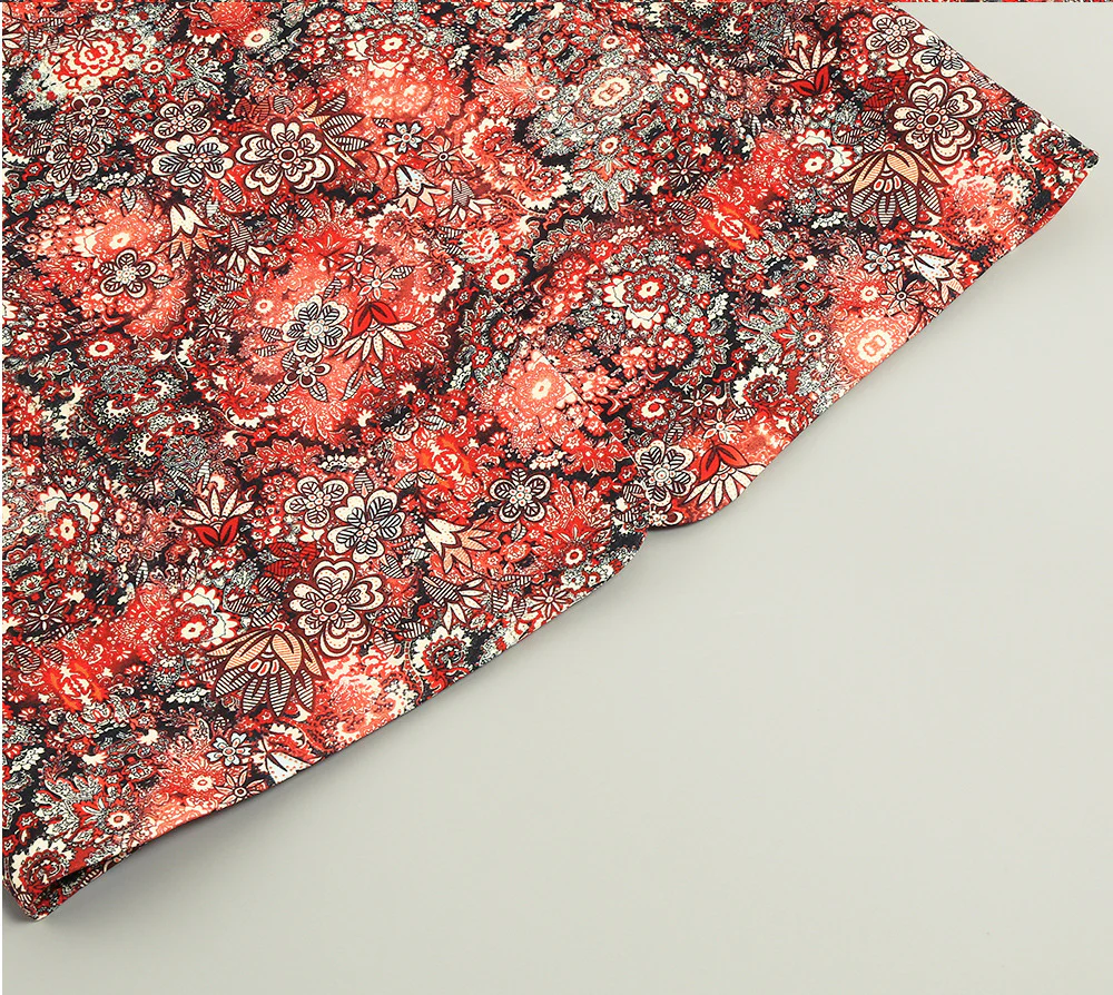 BLAZER IMPRIMÉ FLORAL ROUGE CORAIL DÉTAILS PLUMES – Image 9