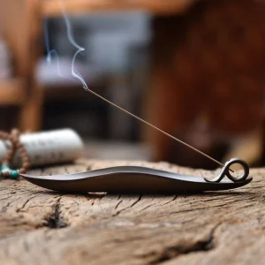 Porte encens en forme de feuille