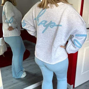 SWEAT COTON BE HAPPY BLEU