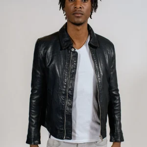 Blouson en cuir noir NORIS GREEN