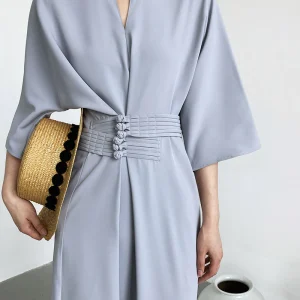 ROBE DÉCONTRACTÉE LONGUE CEINTURE INTÉGRÉE