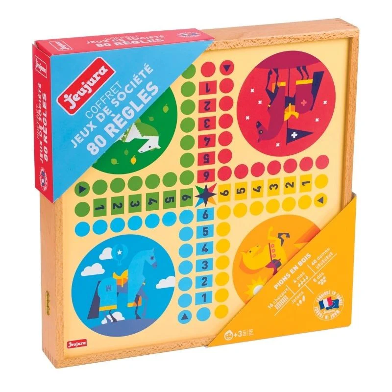 Coffret de Jeux Classiques - 80 règles tout en bois