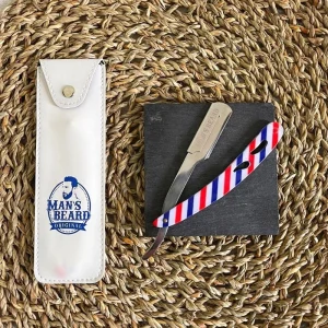 Shavette Barber bleu blanc et rouge