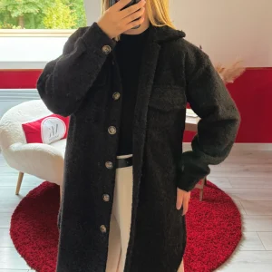 VESTE BOUTONNÉE LONGUE NOIR