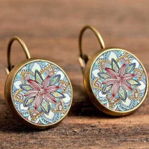 Boucles d'oreilles circulaires avec motif Mandala