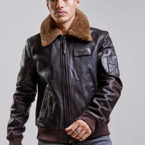 Blouson en cuir marron COMMANDER STRICKING