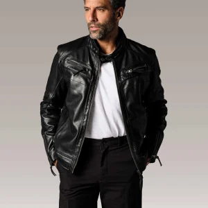 Blouson En Cuir noir DRAKE HOLSTER