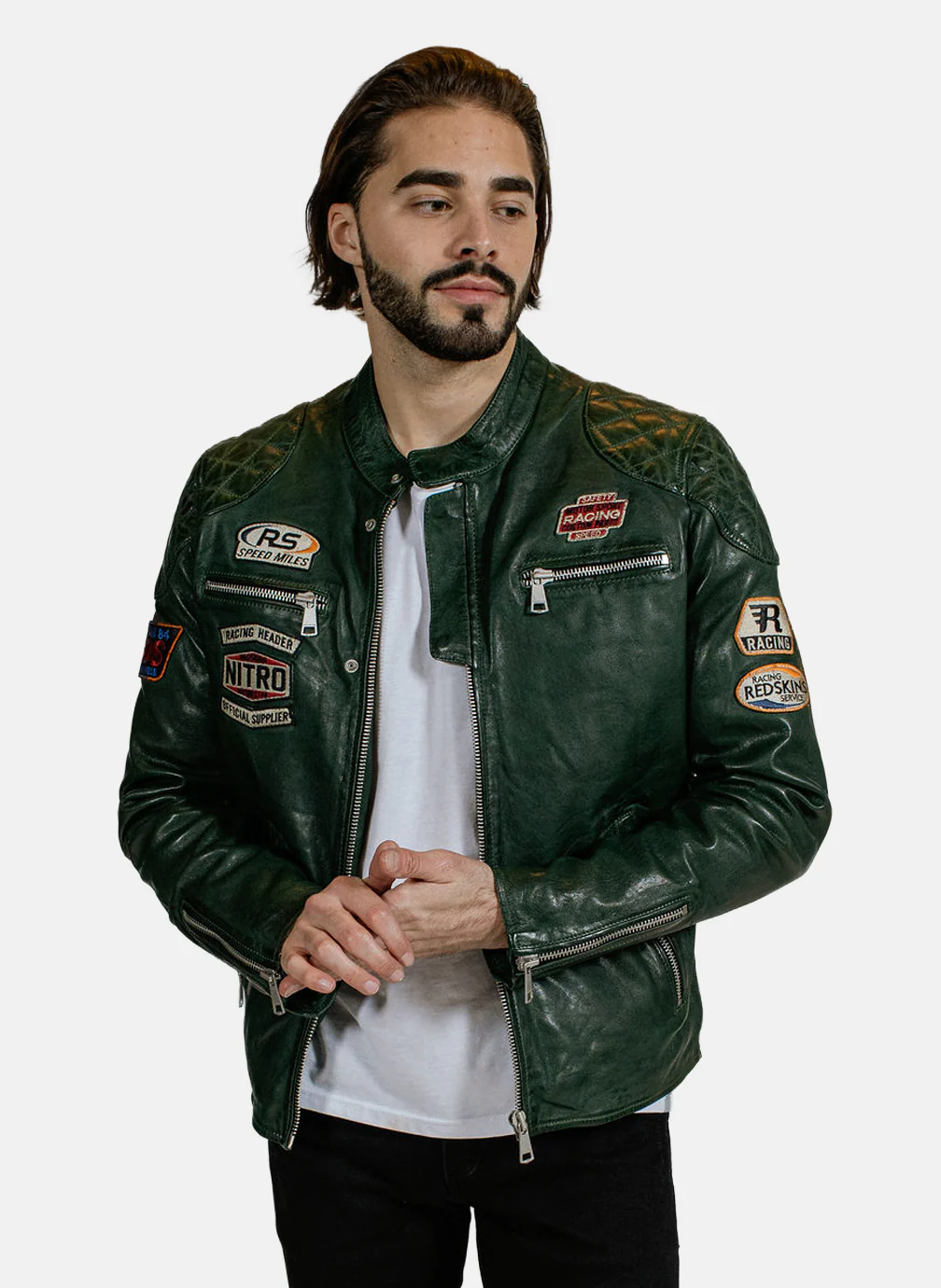 Blouson en cuir vert NITRO BARCELONA