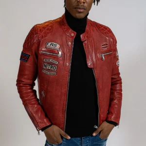 Blouson en cuir rouge NITRO BARCELONA