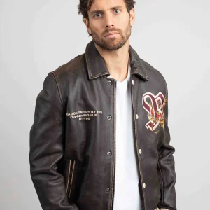 Blouson en cuir marron DRAGON COHIBA