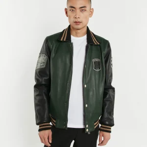 Blouson en cuir vert SKATBOARD COHIBA
