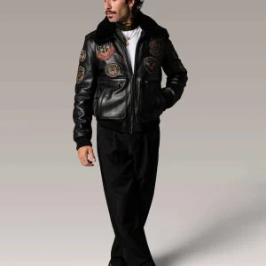 Blouson en cuir noir AVIA ARGUS