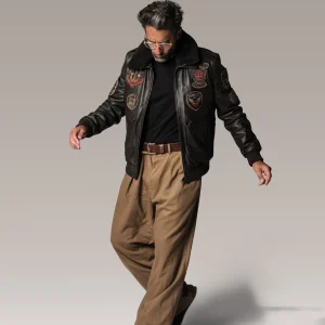 Blouson en cuir marron AVIA ARGUS