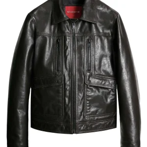 Blouson en cuir marron BOWIE QUARTZ