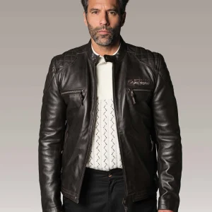 Blouson en cuir marron BULLIT LEGEND