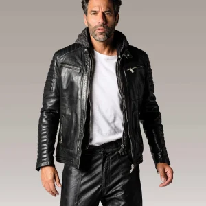 Blouson en cuir noir BYRON MOJITO