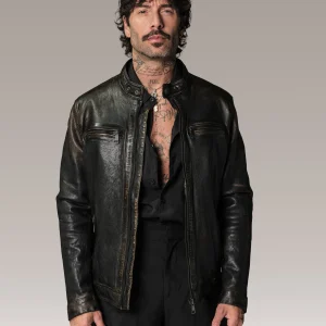 Blouson en cuir marron ICON RACE