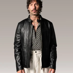 Blouson en cuir noir IRON ROAD