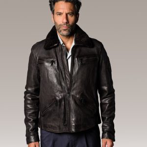 Blouson en cuir marron KAWA GLASGOW