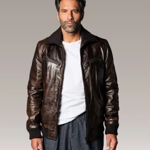 Blouson en cuir marron MIKE QUARTZ