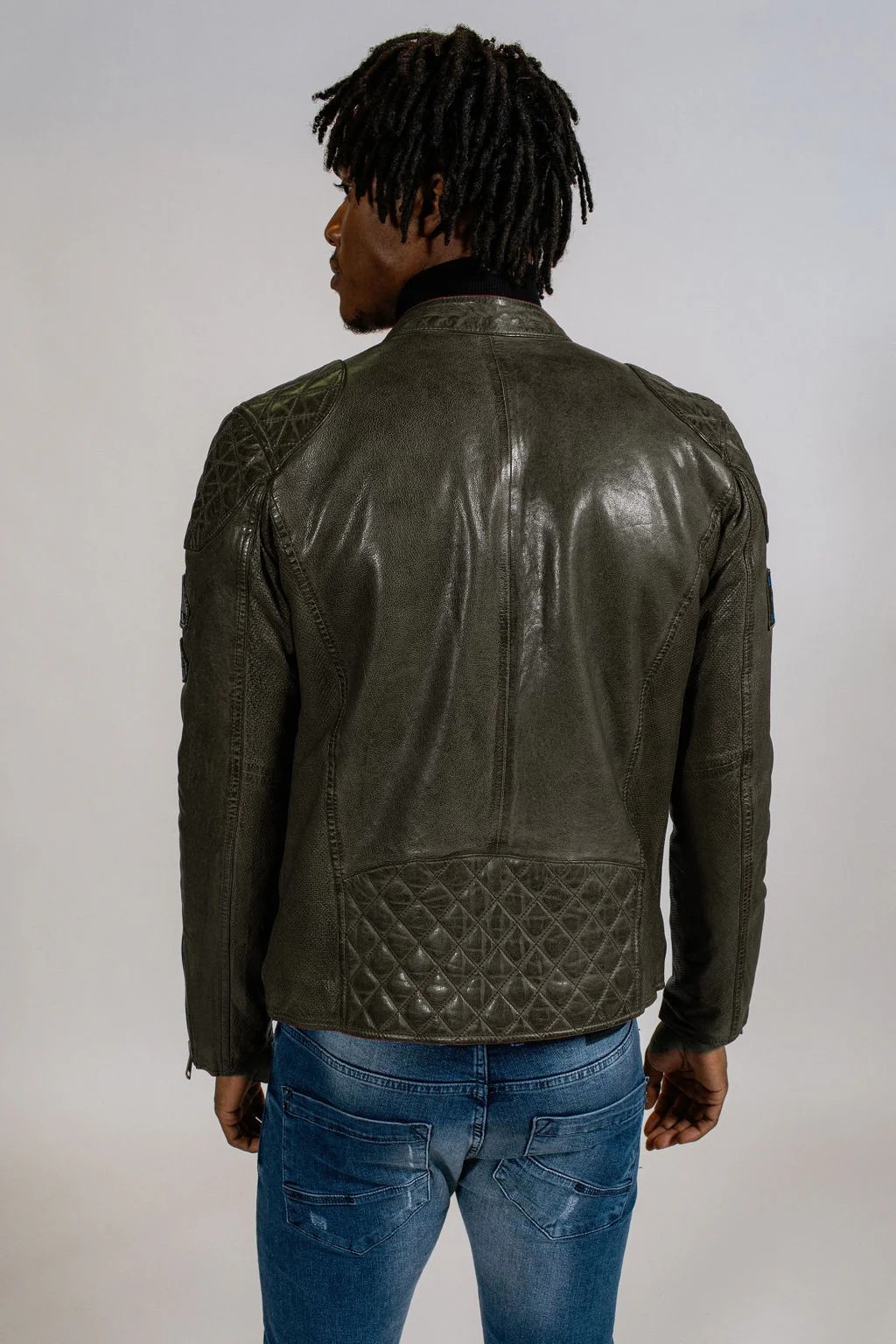 Blouson en cuir kaki NITRO BARCELONA – Image 2