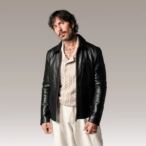 Blouson en cuir noir RIDER ROAD