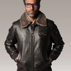 Blouson en cuir marron TEXACO FENDER