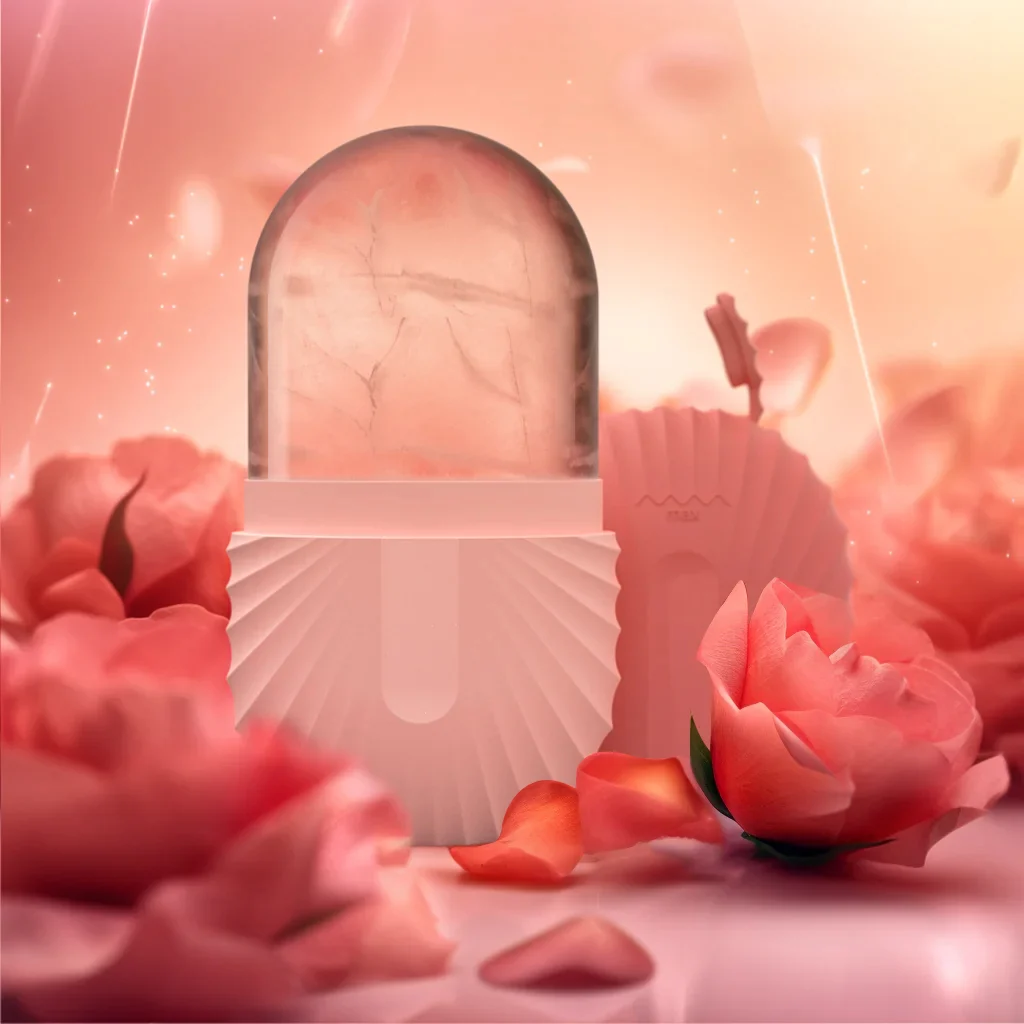 Rouleau à glace rose et transparent pour massage du visage – Image 3