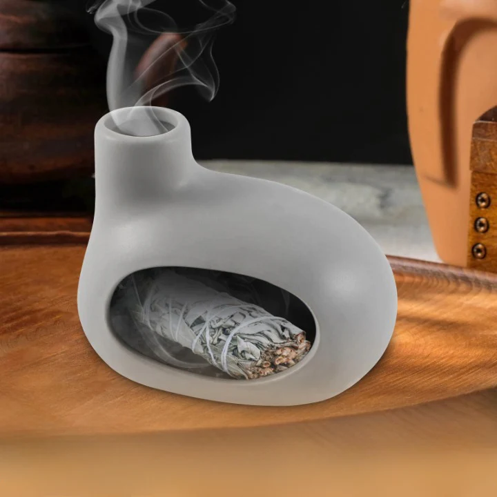 Lot de deux portes encens avec petite cheminée – Image 2