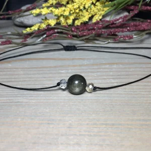 Collier Tressé en Pierre d'Obsidienne