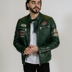 Blouson en cuir NITRO BARCELONA vert forêt