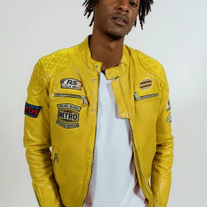 Blouson en cuir NITRO BARCELONA jaune