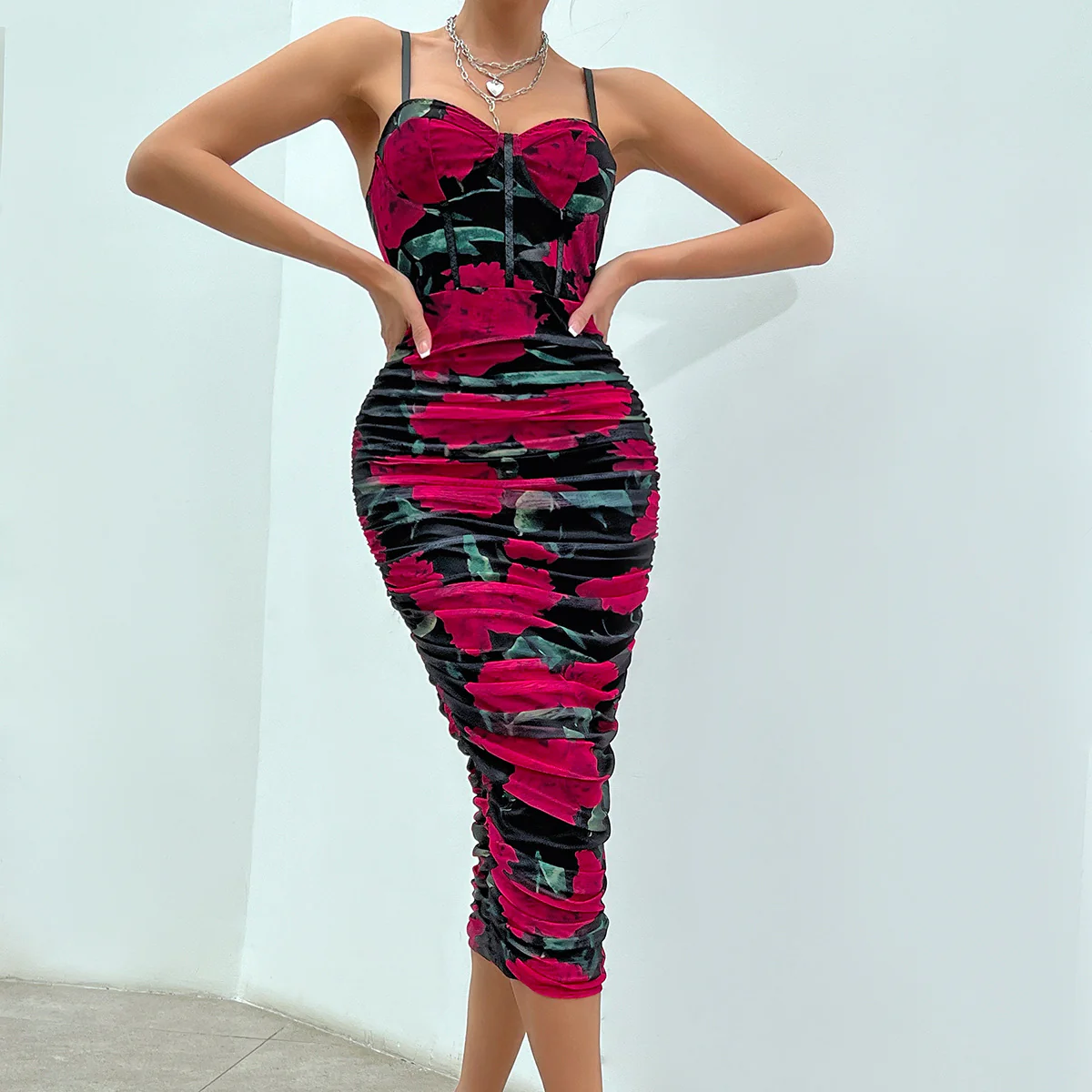 ROBE IMPRIMÉE FLORAL EN MAILLE – Image 2