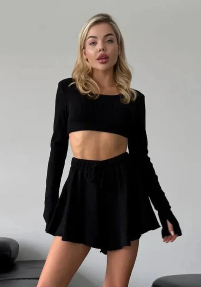 Pyjama Basique Noir Femme – Image 2