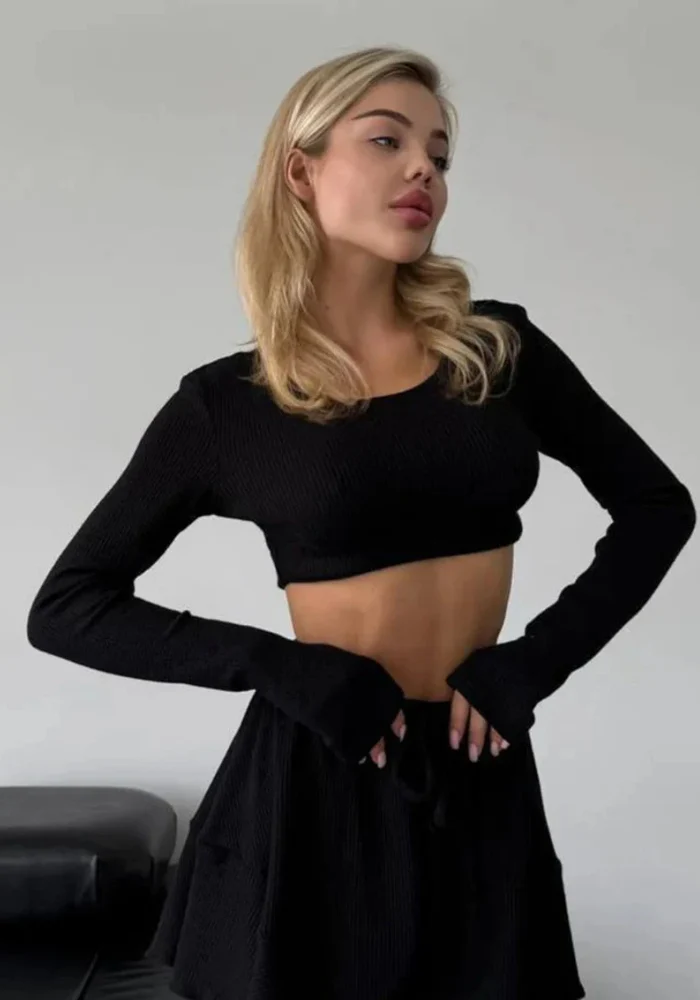 Pyjama Basique Noir Femme – Image 3