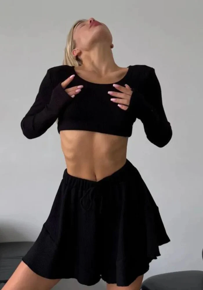 Pyjama Basique Noir Femme – Image 4