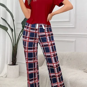 Pyjama Deux Pièces Carreaux Femme