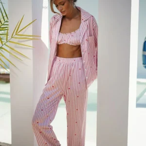 Pyjama 3 Pièces Rayé Femme