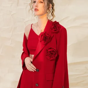 BLAZER ROUGE AVEC ROSES 3D