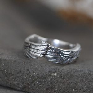 Anneau 'Plume de Gardien ailé'