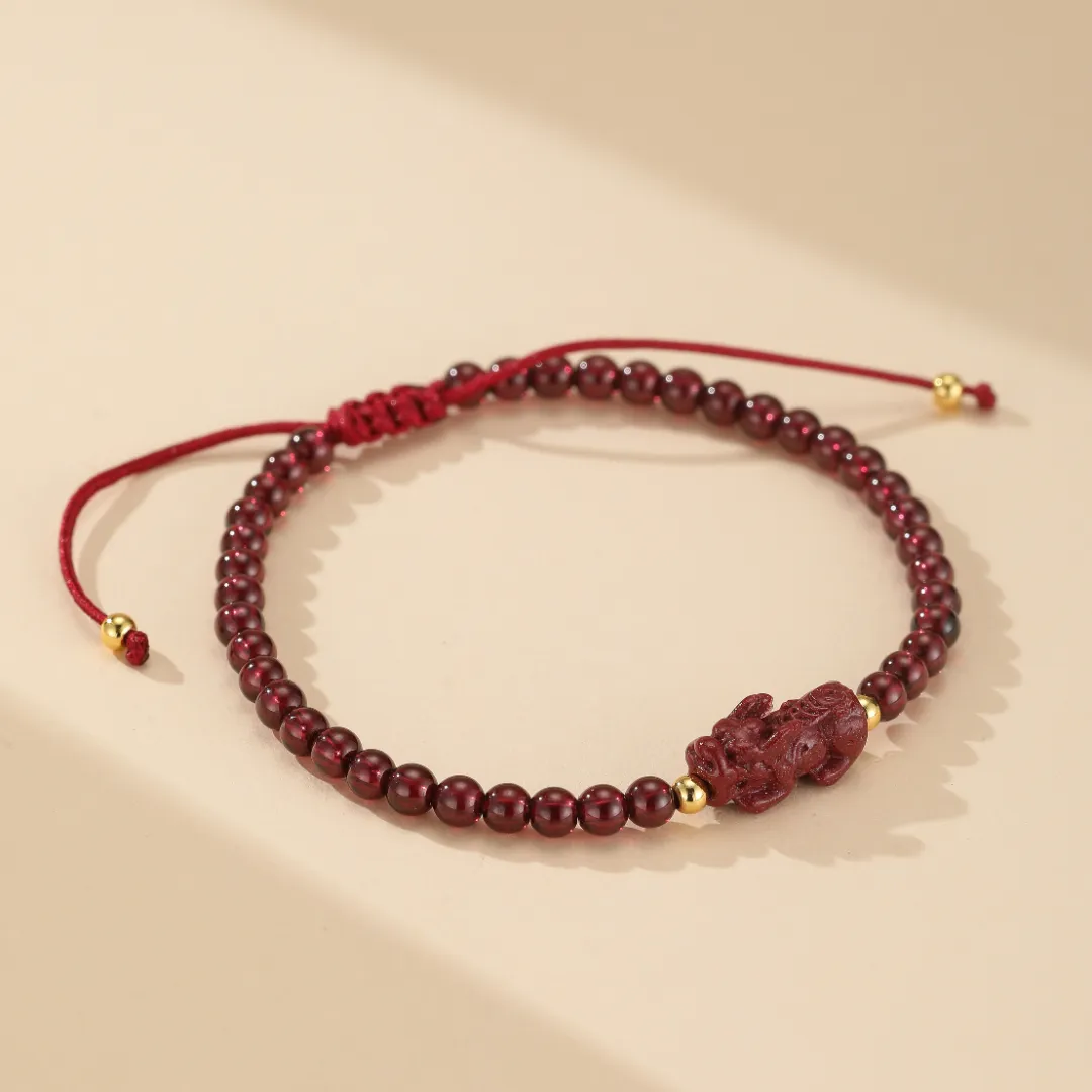 Bracelet de chance en Grenat Rouge - Pi Xiu – Image 5