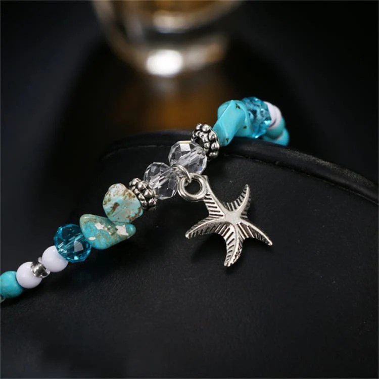 Bracelet de cheville étoile de mer en turquoise – Image 2