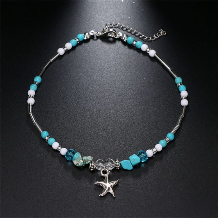Bracelet de cheville étoile de mer en turquoise – Image 4