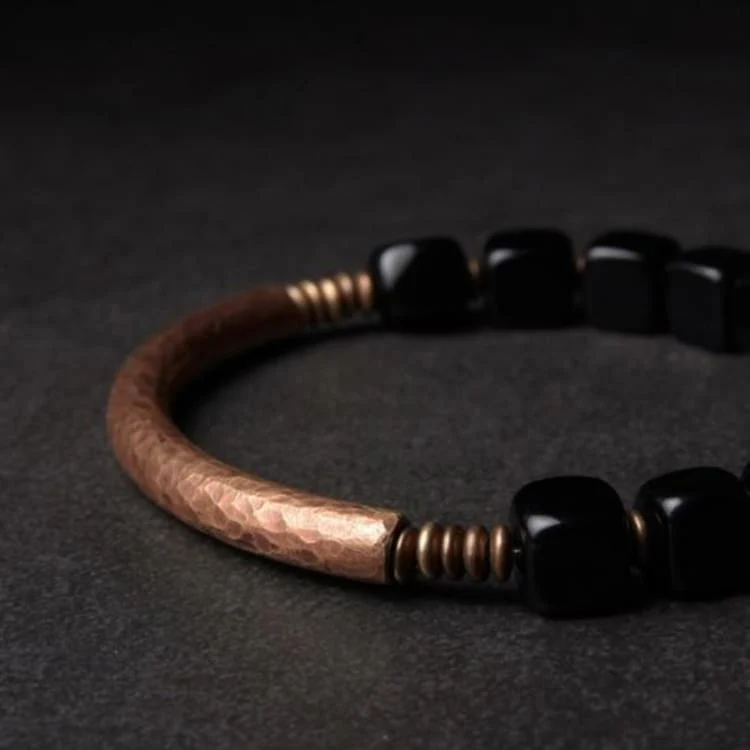 Bracelet «Equilibre» en Cuivre et Obsidienne – Image 7
