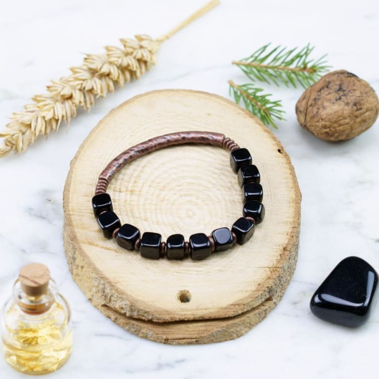 Bracelet «Equilibre» en Cuivre et Obsidienne – Image 4