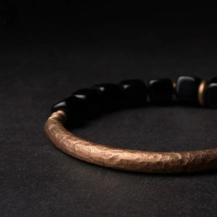 Bracelet «Equilibre» en Cuivre et Obsidienne – Image 6