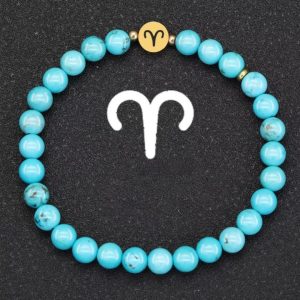 Bracelet Signe Astrologique avec Perles de Turquoise – Harmonie et Communication